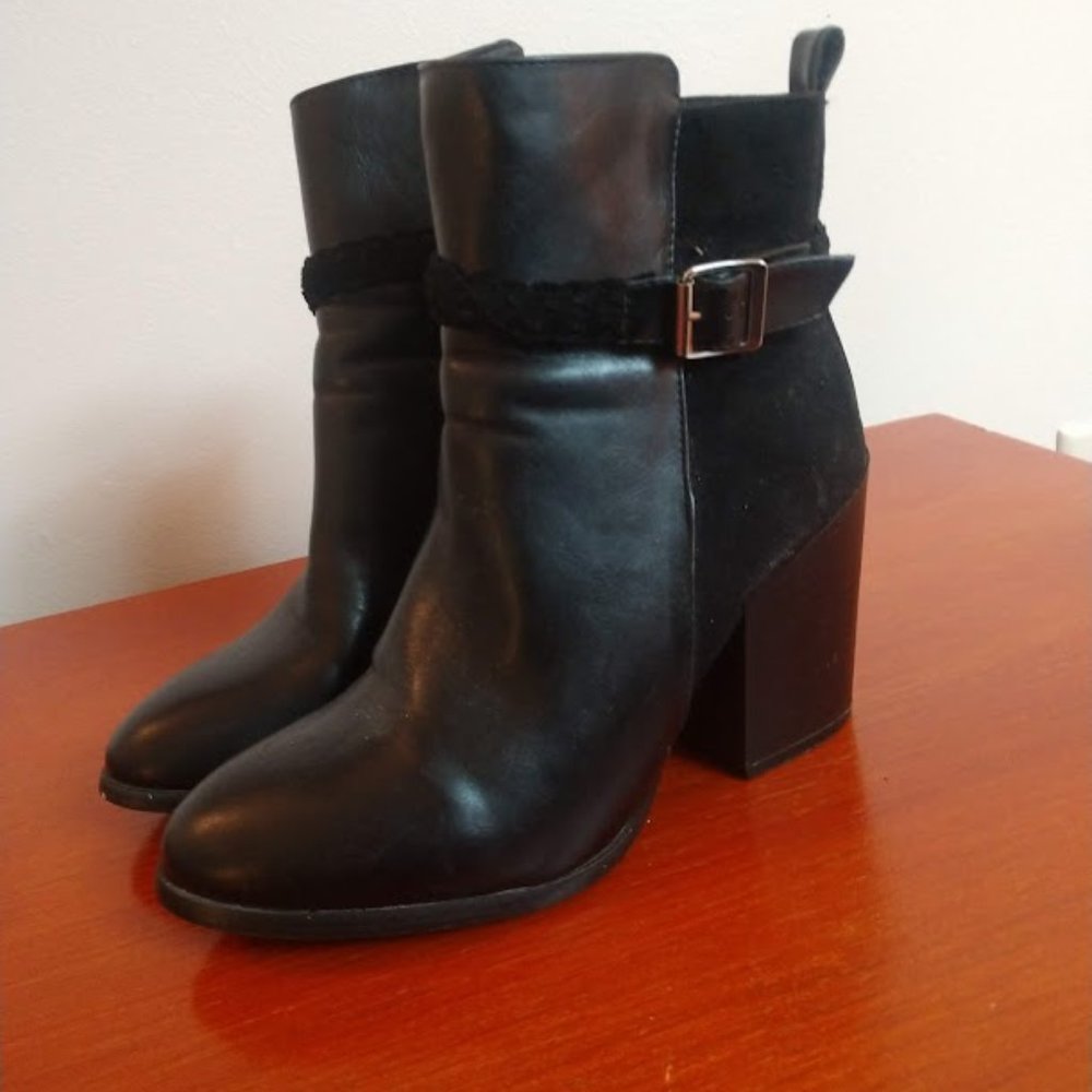 Rebel Ankle Boots w/Inner Zip and suede heel…
